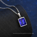 Simple Fashion Diamond Large Zircon Stainless Steel Square Pendant Necklace for Women